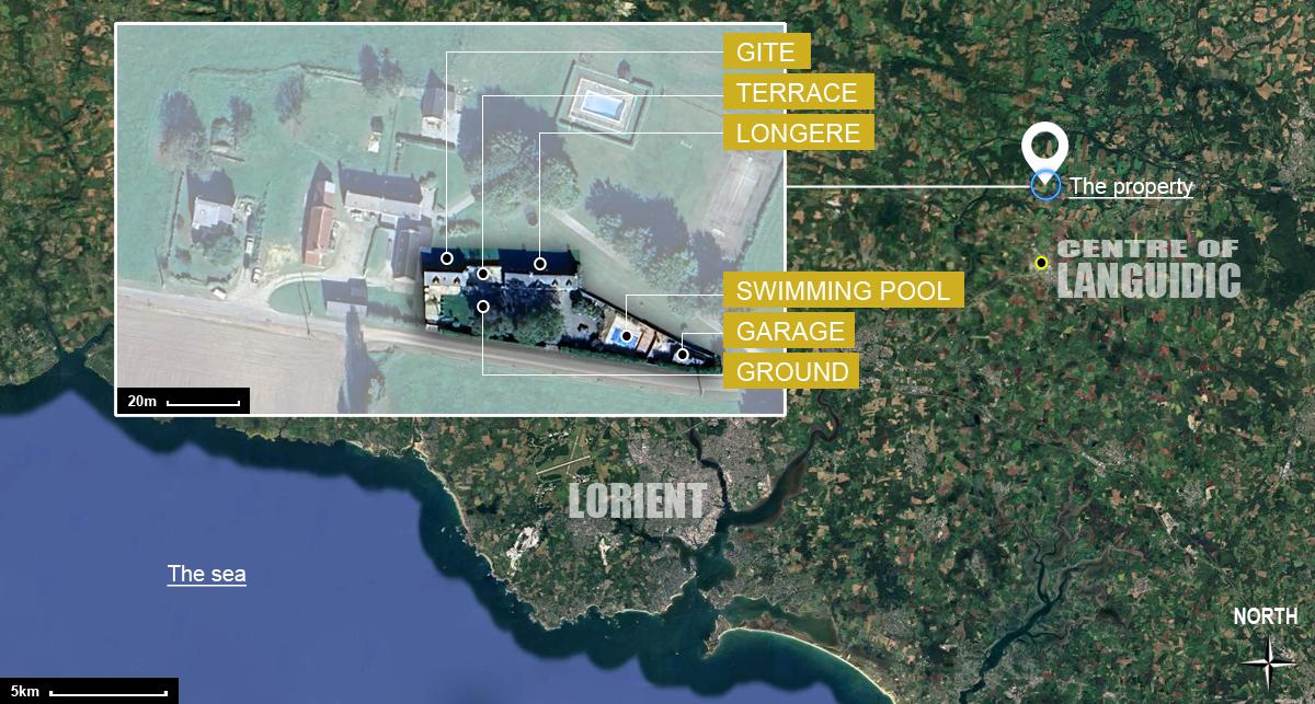 Ground plan of the house in its environment